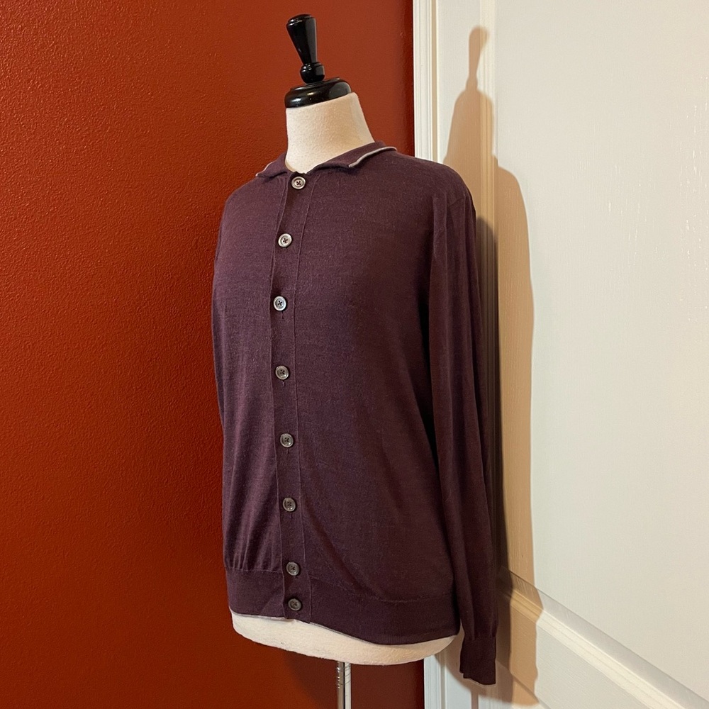 Eleventy Platinum Men’s Special‎ Collection Purple Silk Blend Button Up Cardigan